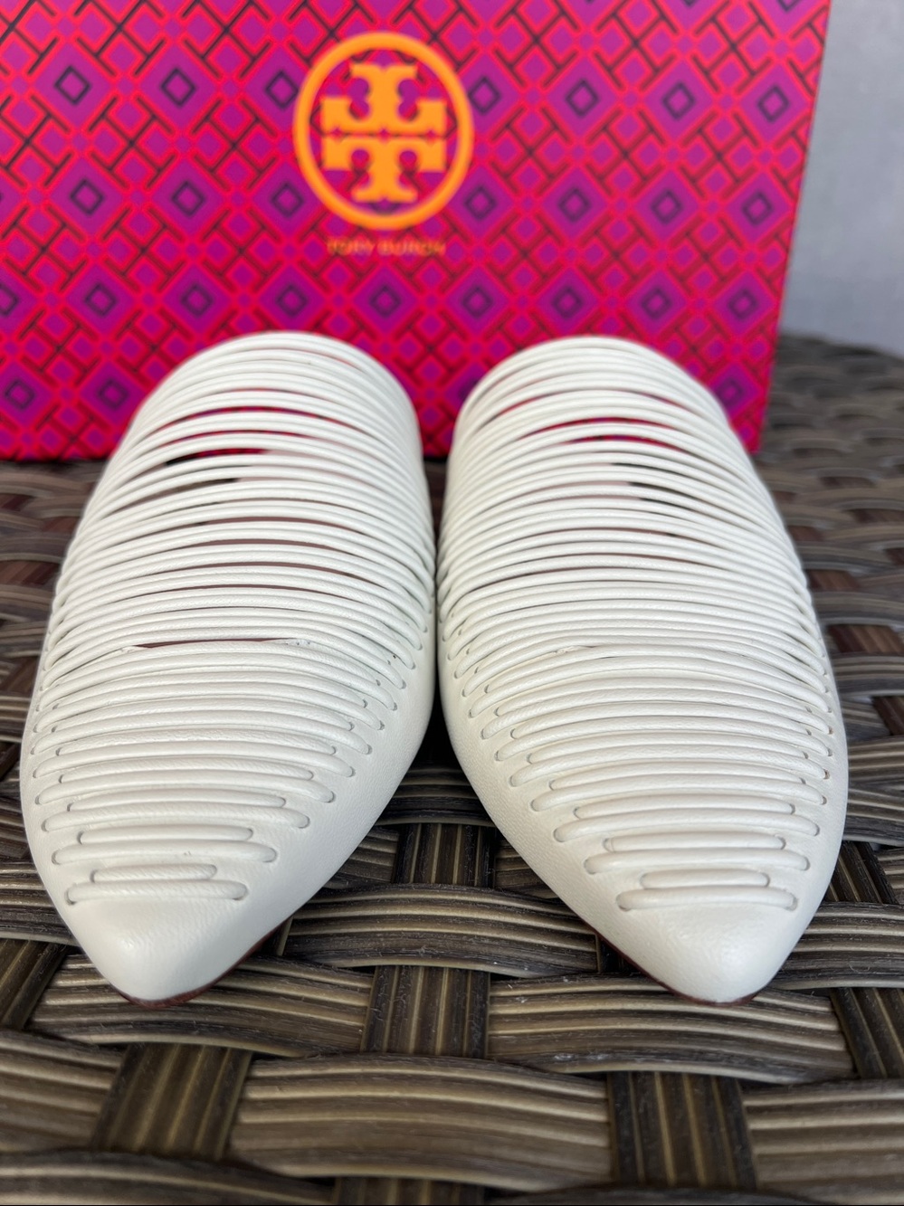 TORY BURCH Sienna flat slide leather mules white size 7 - Picture 4 of 17